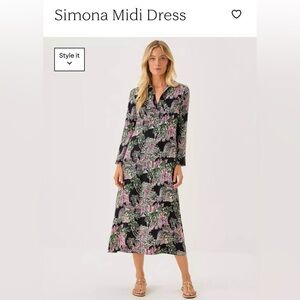 Lilly Pulitzer Simona Black Floral Midi Dress size Medium